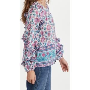 Alicia Bell Callie Blouse Floral Silk Cotton Ruffle Size Small NEW
